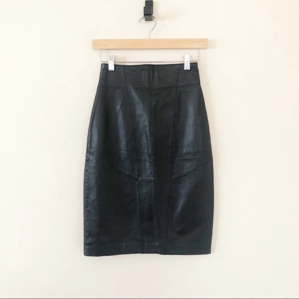 Vintage Black Leather Pencil Skirt sz 6